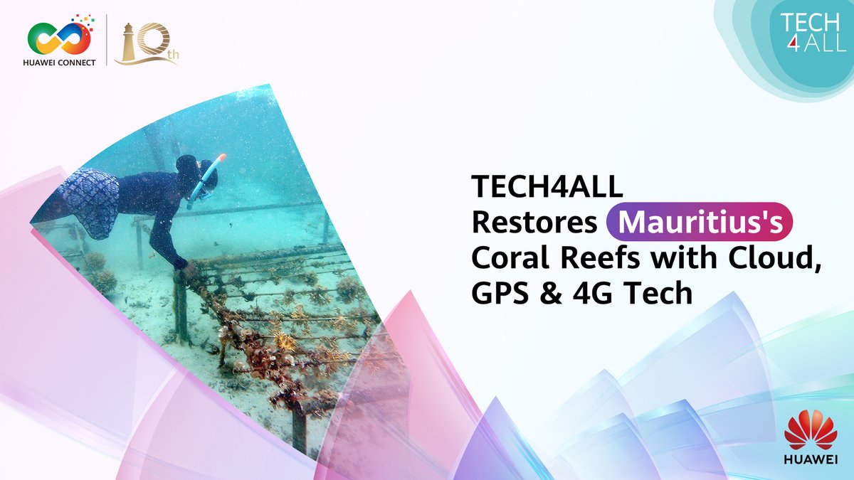 Coral reefs cover less than 1% of oceans yet sustain a 1/4 of marine species. In Mauritius, Huawei, IUCN and EcoMode Society are helping to bring new life to degraded reefs with cloud, sensors, and 4G. Stay tuned for more TECH4ALL initiatives at HUAWEI CONNECT 2025 in Shanghai.