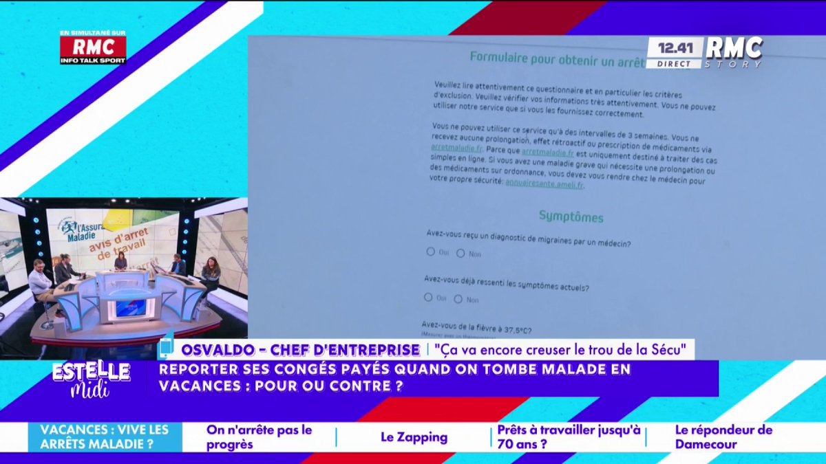 😷 Reporter ses jours de congés quand on tombe malade 📞 Osvaldo : "J'ai un salarié qui m'a collé un accident de travail, il s'est bousillé la cheville en descendant de voiture ! Il a été arrêté 2 ans et 8 mois... J'ai dû lui payer 3 ans de congés presque !" #EstelleMidi