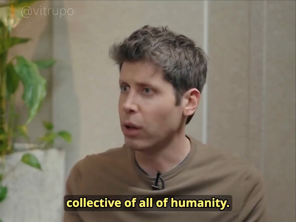 Sam Altman says AI isn't trained to be like one human. It's trained on the collective archive of all humanity. The good, the bad, every perspective we've ever recorded, encoded into a model.