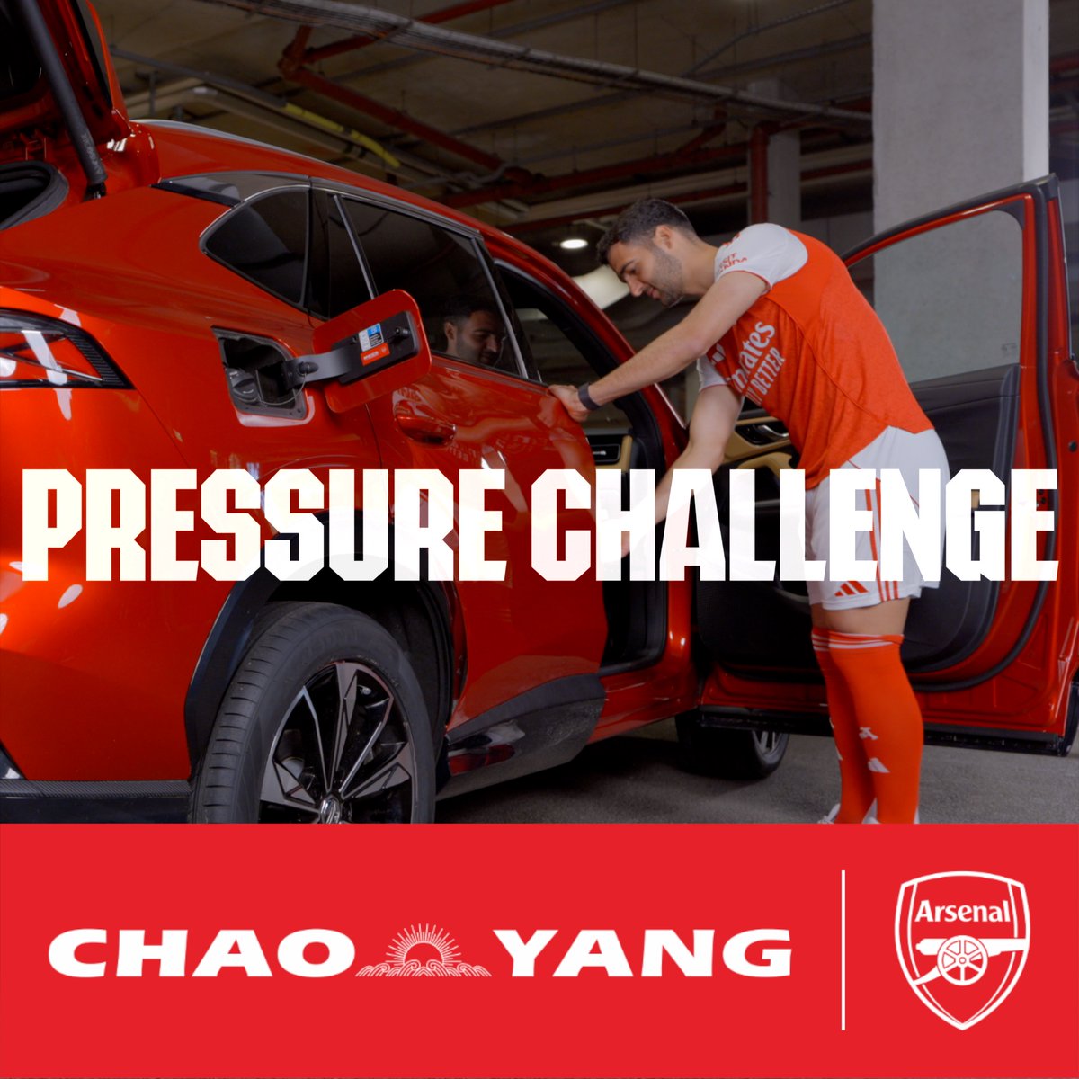 Keeping cool 🪭 Saliba, Merino and Raya take on the Pressure Challenge 🛞 🤝 CHAOYANG Tyres