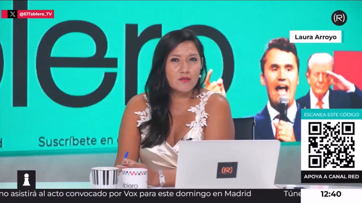"No les importa la muerte de Charlie Kirk, les importa usarla, aprovechando que él fue uno de los principales defensores de lo que ayer lo mató: armas y odio" El cierre de Laura Arroyo en El Tablero 👇🏽 📺