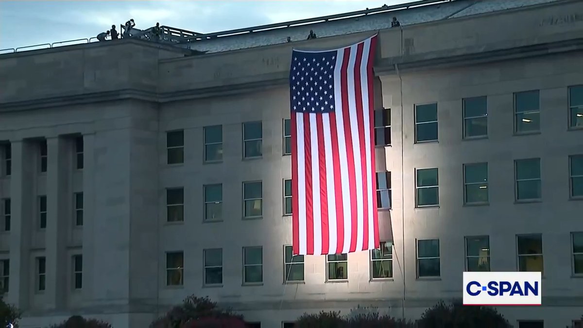 American flag unfurled at the Pentagon. #September11