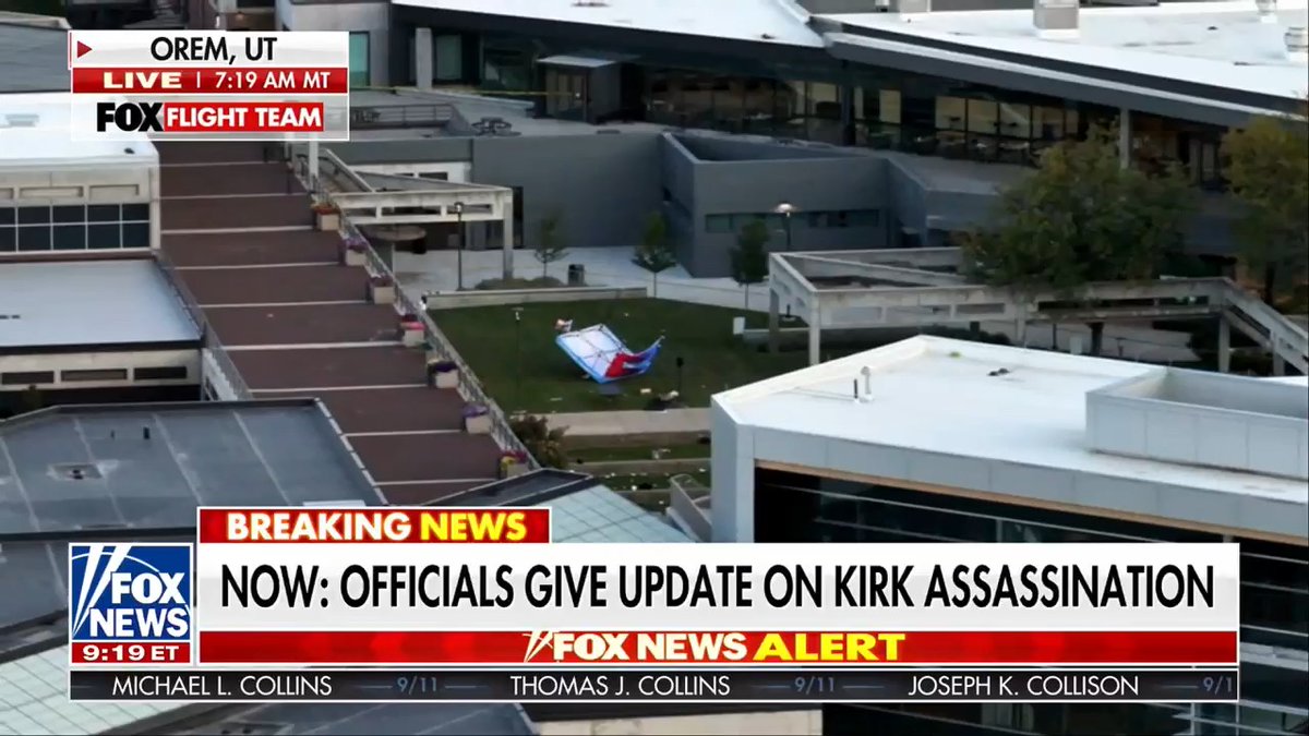 BREAKING: Authorities say a high-powered rifle has been found in a wooded area after the Charlie Kirk assassination.