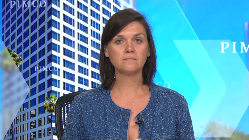 Tiffany Wilding, economist at PIMCO, points to a “concerning” jump in initial jobless claims, and says the Federal Reserve will have a discussion about a 50-basis-point cut at next week’s meeting