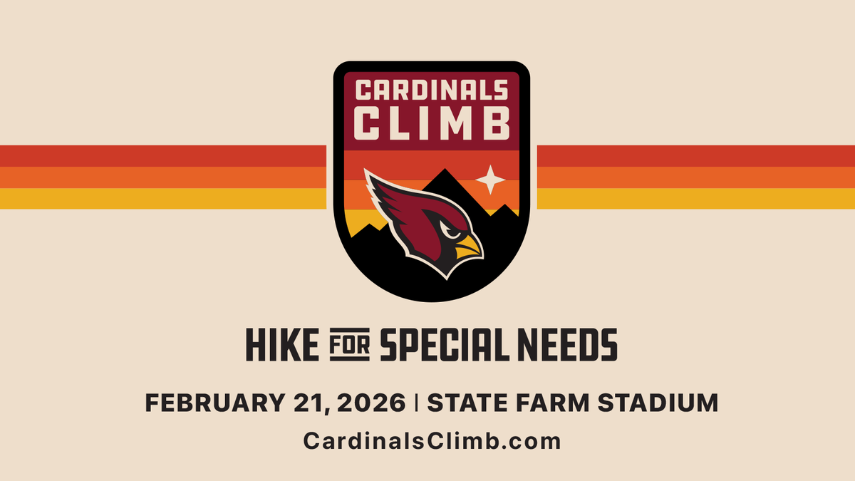 Today, we’re proud to introduce the Cardinals Climb, a community fundraising event dedicated to the special needs community 🫂 Family-friendly hike at State Farm Stadium ❤️ 100% of proceeds go to the special needs community 👇Form a team &amp; start fundraising today! #ClimbWithUs