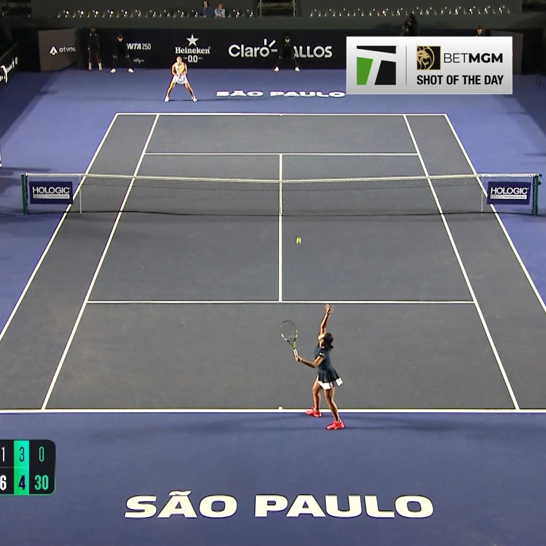 An EXCELLENT drop volley from Eala 😮‍💨 Alex earned the BetMGM 🦁 shot of the day in addition to her R2 win in Brazil!