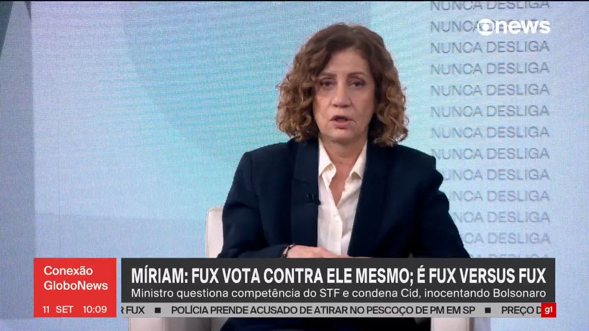 É A Míriam Leitão Indo DIRETO AO PONTO. "O Problema Do Voto Do Ministro Fux Não Foi Por Ser Divergente Do Alexandre De Moraes. FOI O FATO DO VOTO SER CONTRADITÓRIO COM O PRÓPRIO MINISTRO FUX.
