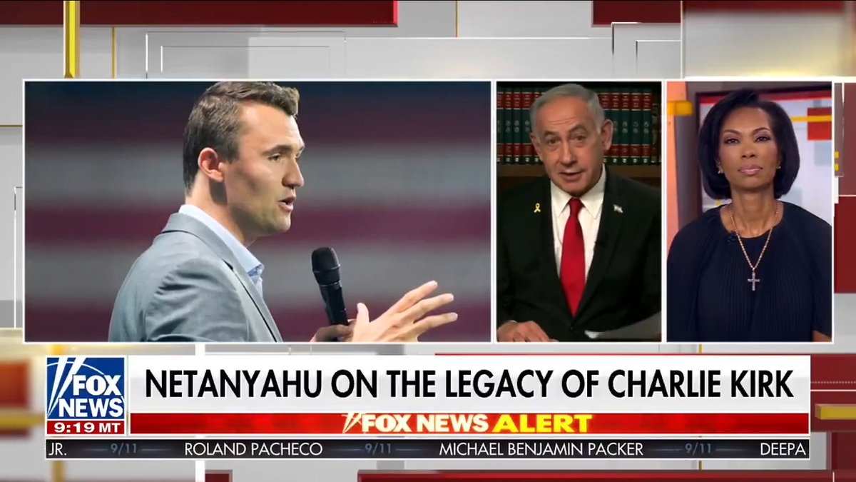 Fox News just aired a segment, "Charlie Kirk's Legacy of Supporting Israel," with special guest Benjamin Netanyahu, who calls Charlie "an extraordinary friend." He says Charlie wrote him a letter in May declaring, "One of my greatest joys as a Christian is advocating for Israel"