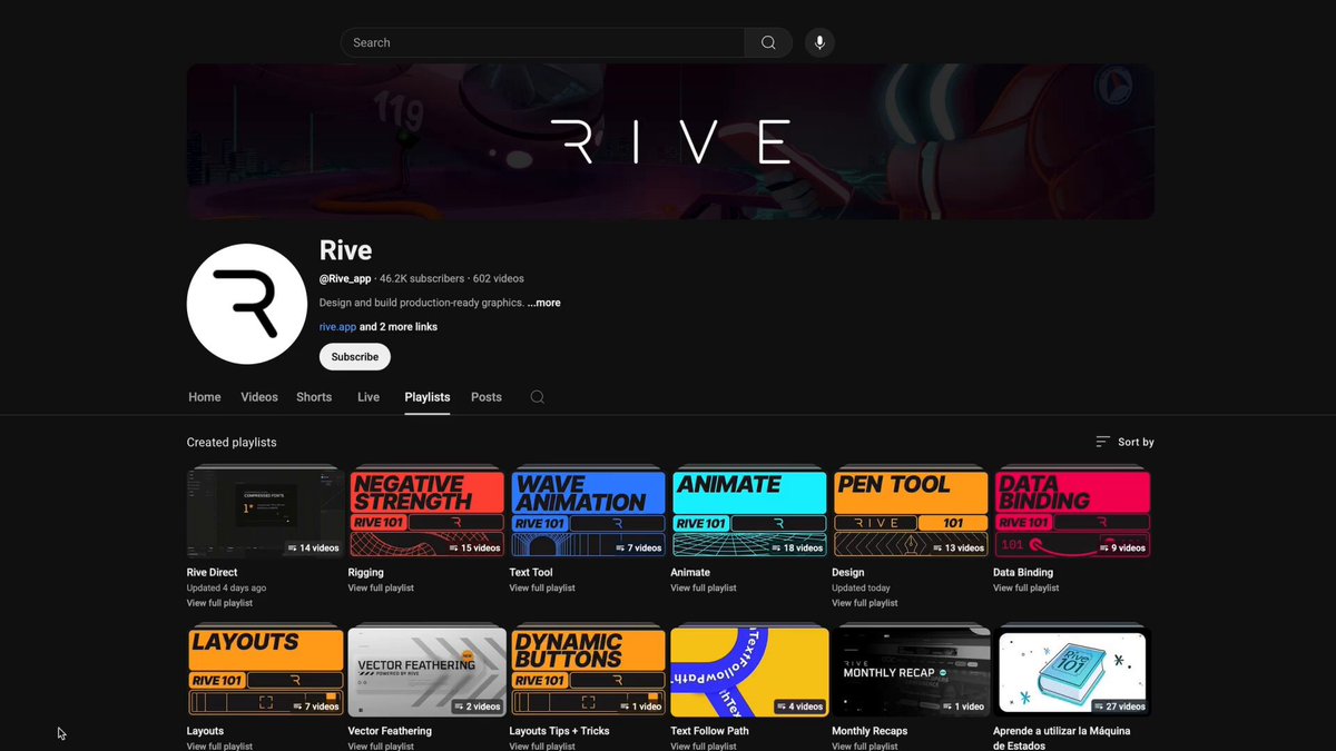 We recently launched a new playlist on our YouTube channel called Rive Direct. Check it out for: ⚔️ Quick tips and tutorials ✨ New feature support ⚡️ Best practices and optimization guidance 🤝 and more... Direct from the Rive team