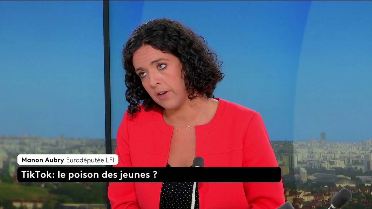 🔴 🗣 DIRECT - Interdire TikTok aux moins de 15 ans ? "Je pense qu'il serait plus efficace de mettre des régulations sur TikTok et de mettre en place un soutien psychologique pour les jeunes en difficultés", développe Manon Aubry, eurodéputée LFI. #franceinfo