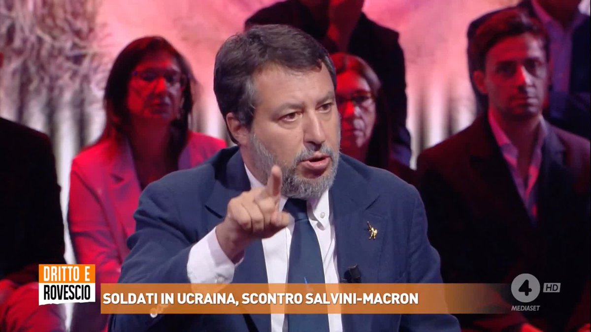 "Siamo convinti che la soluzione sia chiedere ai nostri figli di 20/30 anni di armarsi e partire a combattere contro i russi? Non penso! Il mio problema non sono i carri armati russi ma quelli in giro per le nostre città a delinquere!" Matteo Salvini a #drittoerovescio