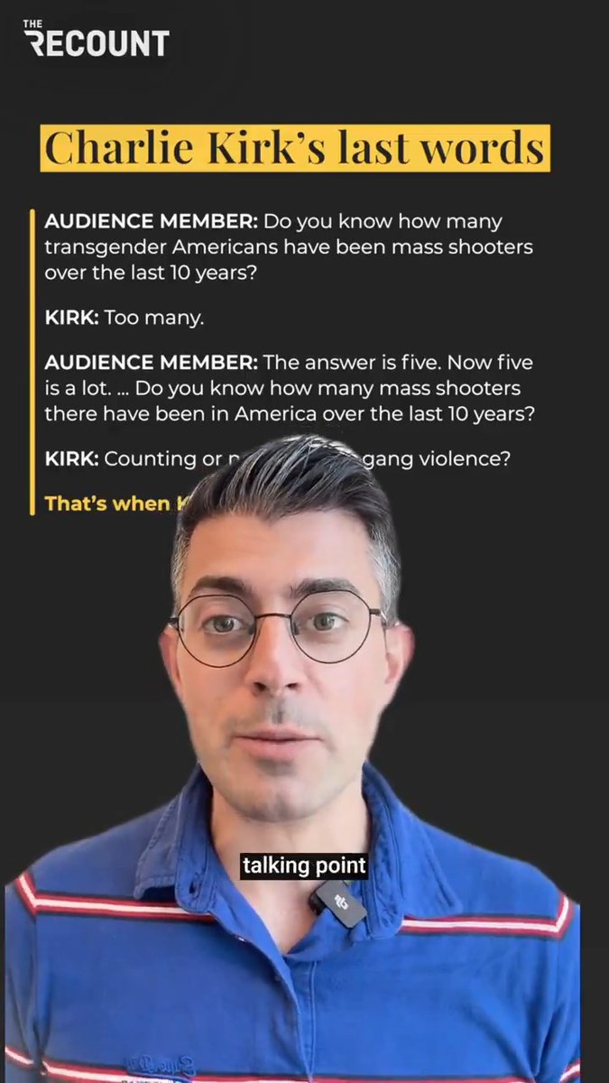 The final question posed to Charlie Kirk was about transgender violence. So, we dug into the data. What we found was not a pattern of violent crime, but of scapegoating: Trans people account for just 0.13% of mass shooting suspects in the past decade.