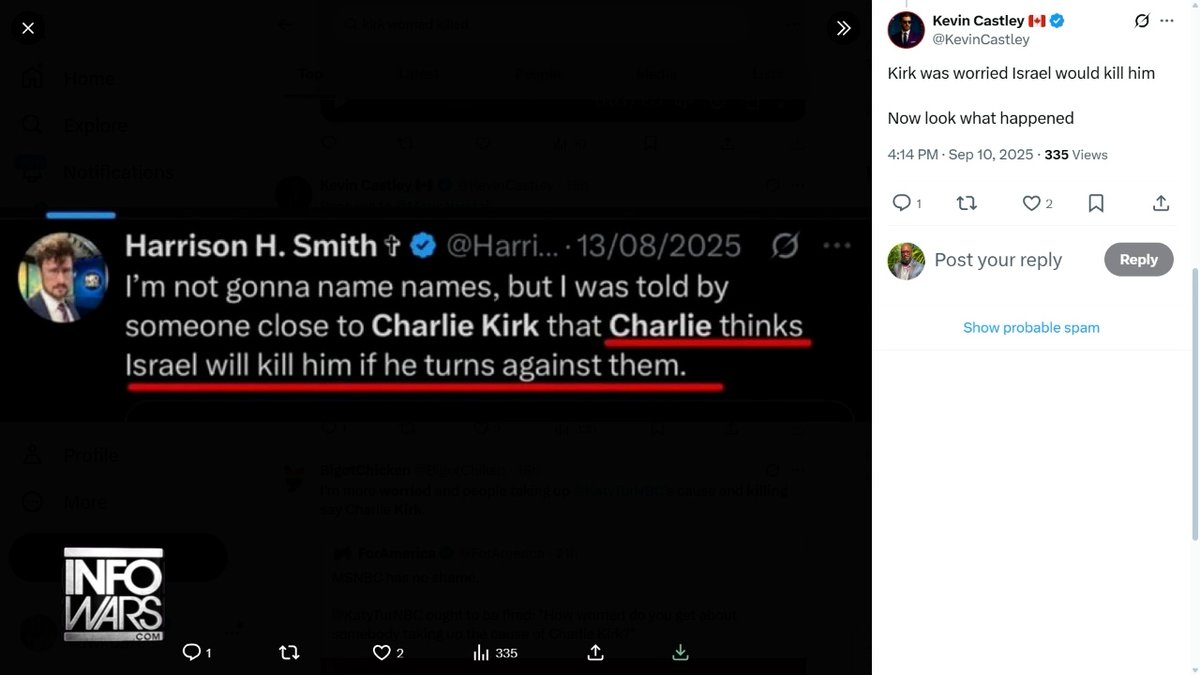 BREAKING ANALYSIS: Was Charlie Kirk Assassinated By Mossad For Changing His Allegiant Position On The Israel-Hamas War? Dale Comstock & Harrison Smith Join Alex Jones To Speculate / Debate The Case For An Israeli Intelligence Hit Job However, The Actual Evidence On The Ground Indicates Another Trans-Cult Terrorist