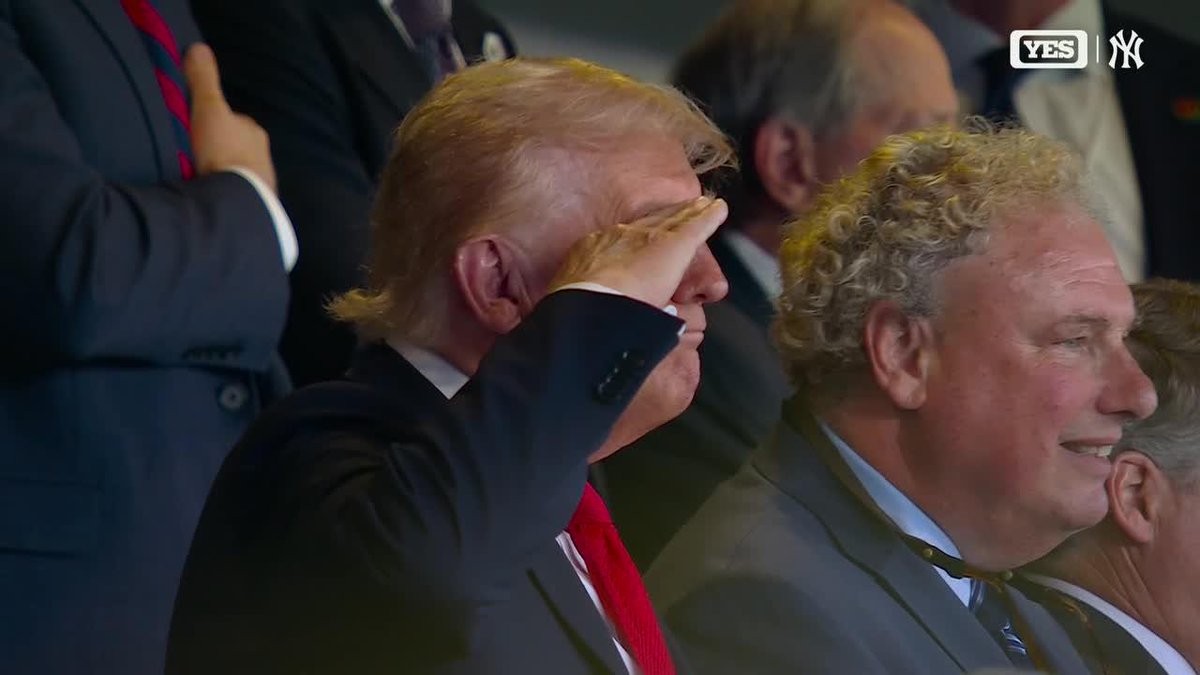 President Donald Trump is in attendance at the Tigers vs. Yankees game.