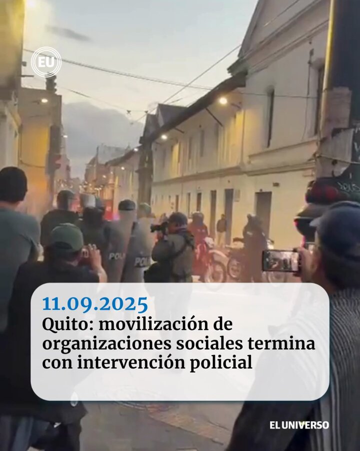 Siete horas después de la marcha liderada por el presidente Daniel Noboa en Guayaquil, este jueves 11 de septiembre de 2025, miembros de organizaciones sindicales se reunieron en varias ciudades del país para manifestarse en contra de las políticas del Ejecutivo y expresar su respaldo a la Corte Constitucional. En Quito, la jornada culminó en la Plaza Santo Domingo, en el centro de la ciudad, donde la Policía intervino para dispersar a los participantes.
