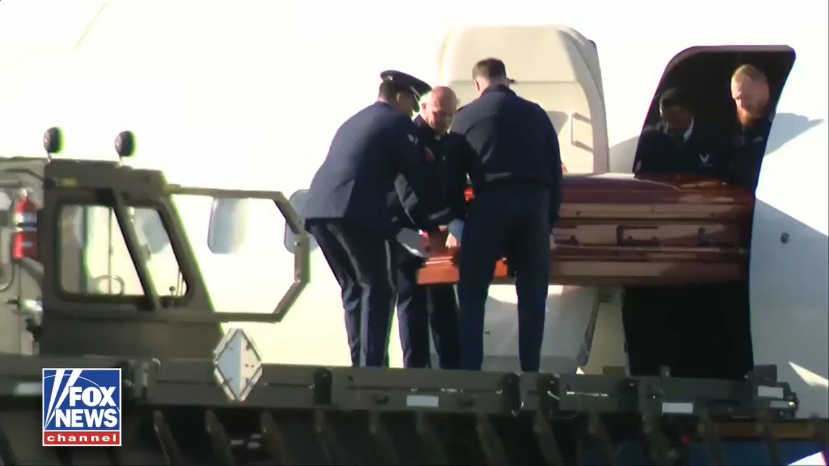 JUST IN: Charlie Kirk’s casket is carried off Air Force Two after the plane lands in Arizona.