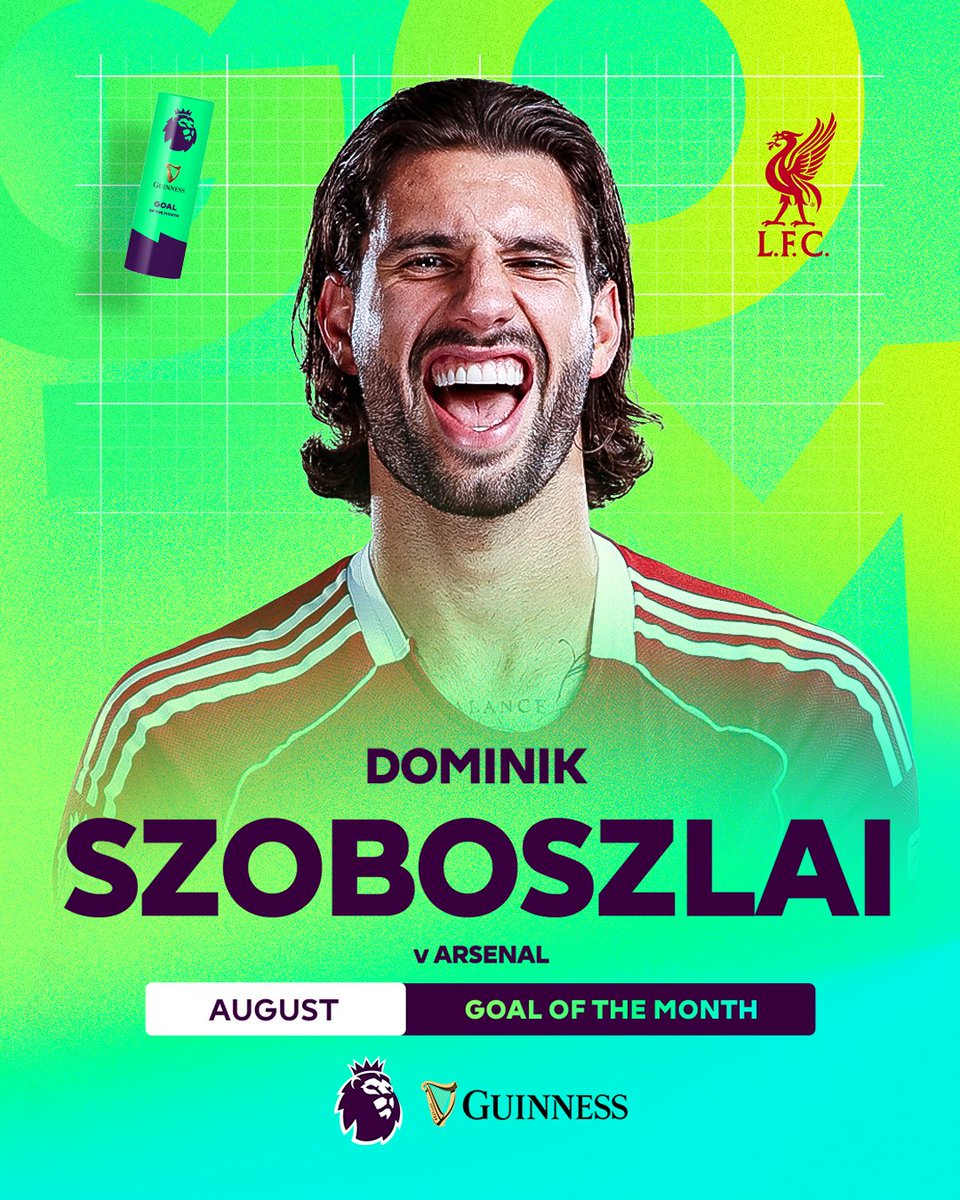 A free-kick of pure brilliance 💫 Dominik Szoboszlai’s stunning strike is Guinness Goal of the Month for August ☄️