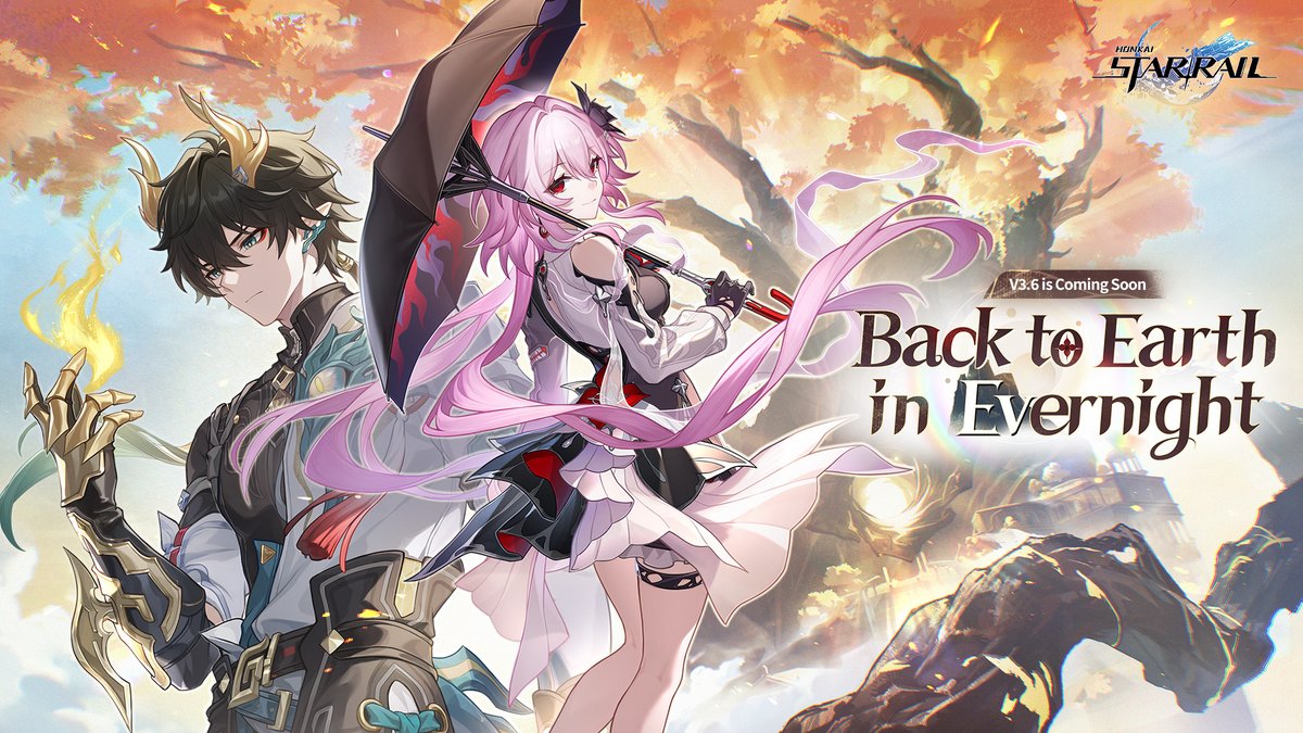 🎁Event With Rewards Version 3.6 Trailer — Back to Earth in Evernight | Honkai: Star Rail Watch Now: As night ends and dawn nears, outlanders keep moving. They reunite where the morning star rises. English Voice: Female Trailblazer — Chloe Eves "Shush" — Craig Lee Thomas Evernight — Skyler Davenport Dan Heng • Permansor Terrae — Nicholas Leung Terravox — Brent Mukai Phainon — Joshua Waters Follow this account and repost/quote this post to participate in the event 20 lucky winners will be randomly selected to receive gift cards worth approximately 25 USD. Deadline: 2025/09/18 23:59 (UTC+8) Download Now: ▼ View Detailed Event Rules: #HonkaiStarRail