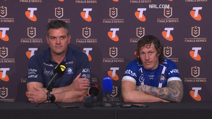 Hear from Cameron Ciraldo and Kurt Mann after the Bulldogs' Finals Week 1 clash against the Storm.