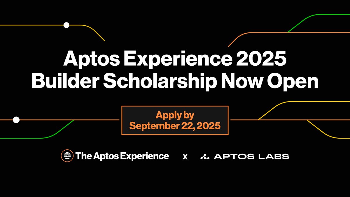 BUILDERS: Got big crypto dreams and talent to back it up? Prove it. The Aptos Experience Builder Scholarship unlocks 360° crypto immersion at the Aptos flagship festival in NYC, Oct 15-16. (T&amp;Cs apply) Flights. Accommodation. Passes. All covered by us ✈️ Apply by Sept. 22 ↓