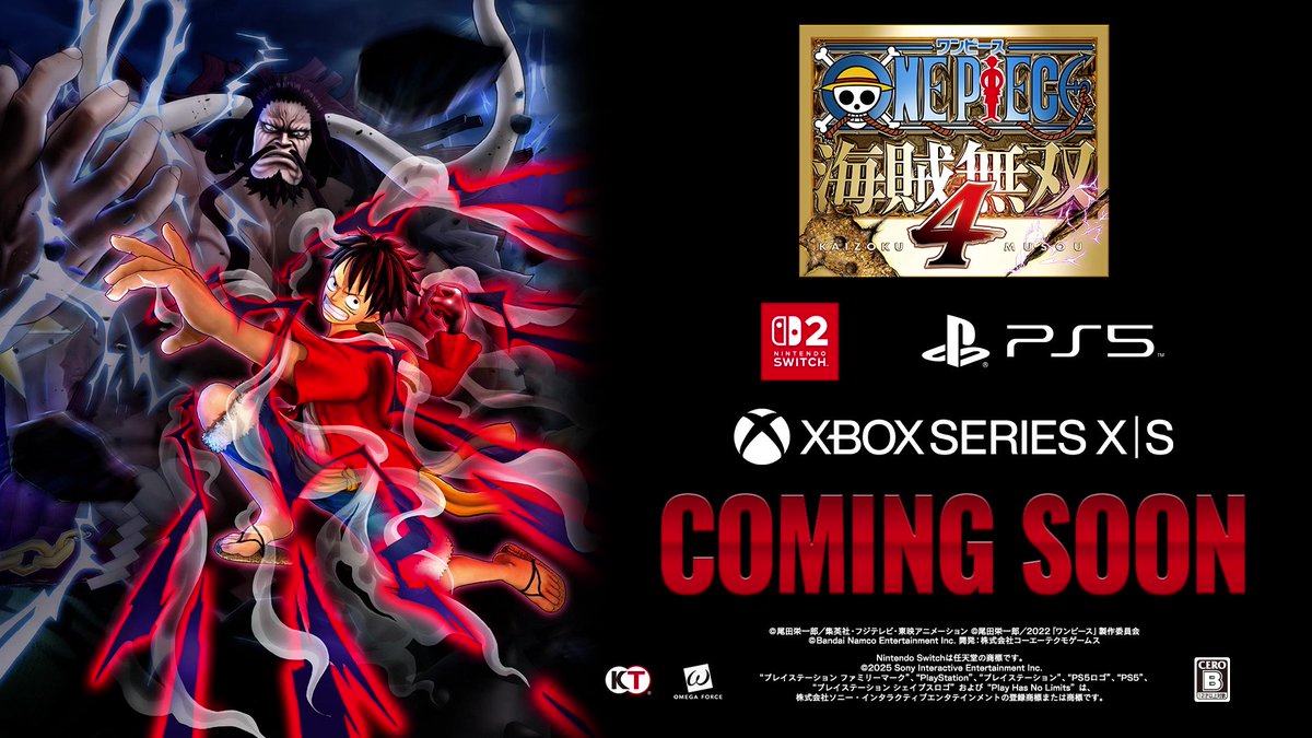 /／ ONE PIECE #海賊無双4 Nintendo Switch™ 2版が2025年秋発売決定🔥 \＼ PlayStation®5/Xbox Series X|S版も同時期発売！ 出現する敵の数が増え、より精細に進化したグラフィックでさらなる一”気“当千の爽快バトルを楽しもう👊 ▼公式サイトはコチラ！ ＃ONEPIECE
