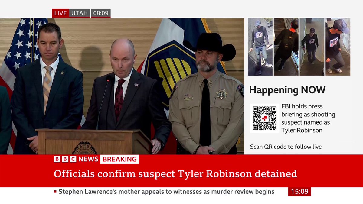 "We got him" Suspect in Charlie Kirk's killing named as Tyler Robinson by Utah Governor Spencer Cox, who adds a "family member" was involved in turning him in Follow live developments: