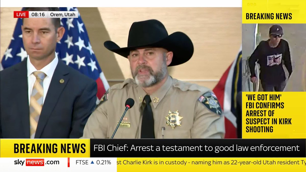 "I would like to thank the public who turned to prayers." Utah Sheriff Mike Smith praises community support in identifying Tyler Robinson as Charlie Kirk shooting suspect. 🔗