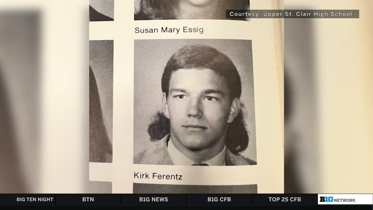 Legendary coach ➡️ Legendary locks Check out this yearbook throwback of Kirk Ferentz 📸 #B1GToday