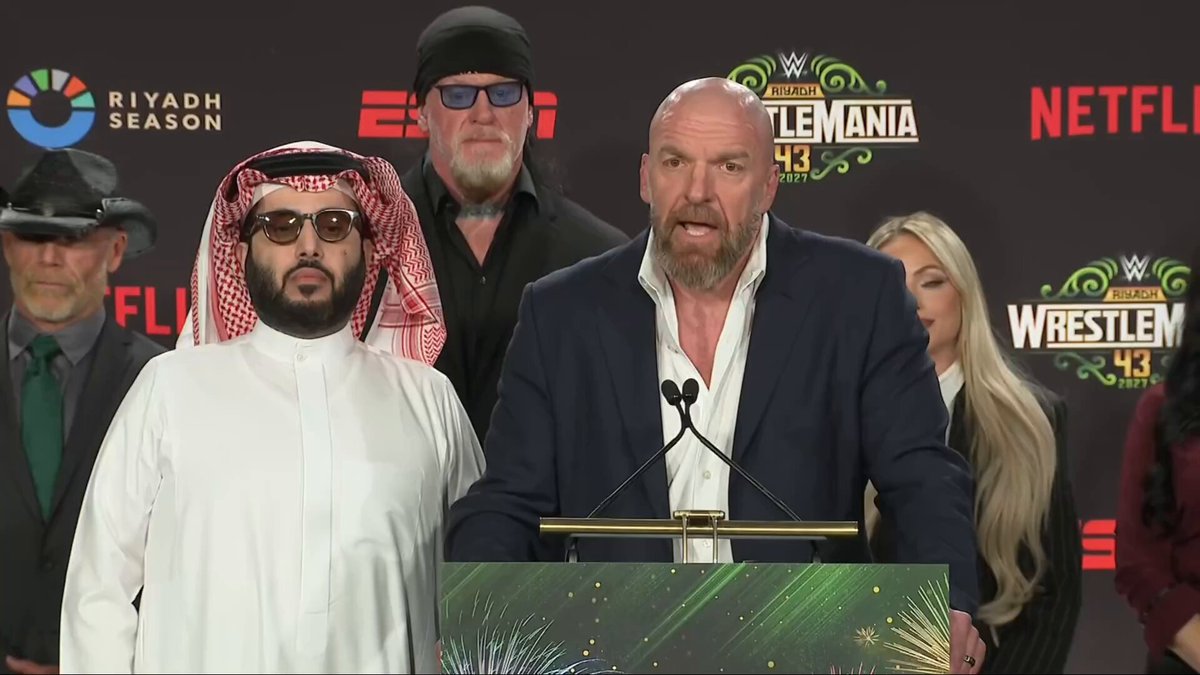 🚨 Triple H announces that WrestleMania 43 will take place in Riyadh, Saudi Arabia in 2027. AWFUL DECISION 😭