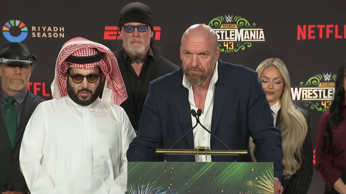 BREAKING NEWS: Triple H and TURKI ALALSHIKH just announced that #WrestleMania 43 is heading to Saudi Arabia in 2027! #WrestleManiaRiyadh موسم الرياض | Riyadh Season