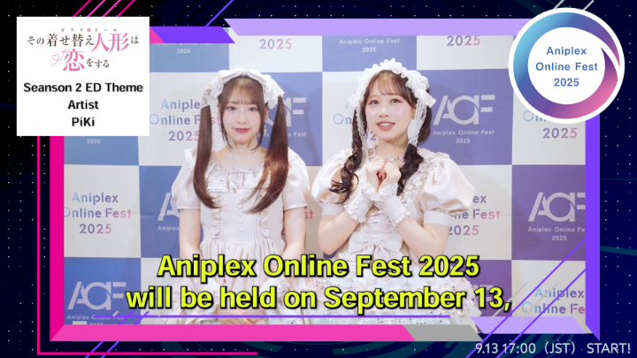 PiKi members are excited to see you tomorrow for Aniplex Online Fest 2025! They'll even be performing the My Dress-Up Darling Season 2 ending theme "Kawaii Kaiwai"! โจ ๐ TUNE IN:
