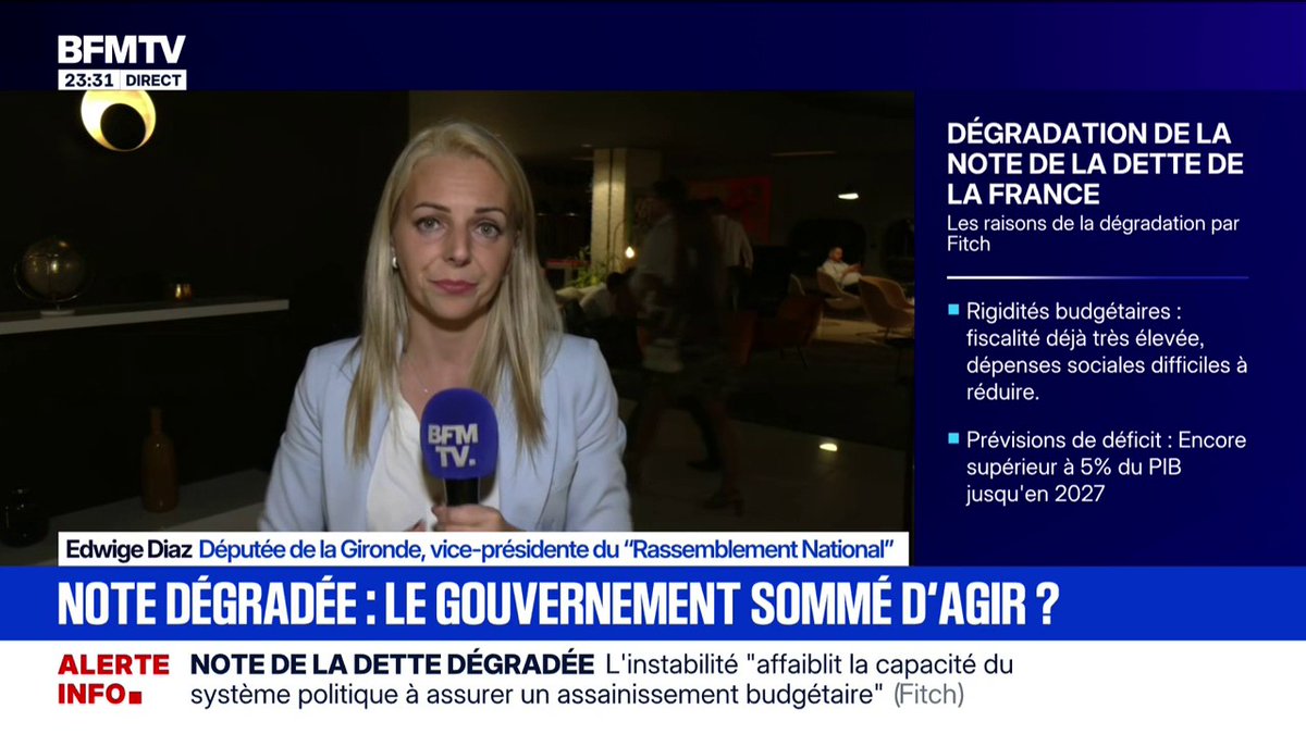 Note de la dette française dégradée: "C'est aussi parce que nos politiques ont menti", dénonce Edwige Diaz, députée de la Gironde (RN)