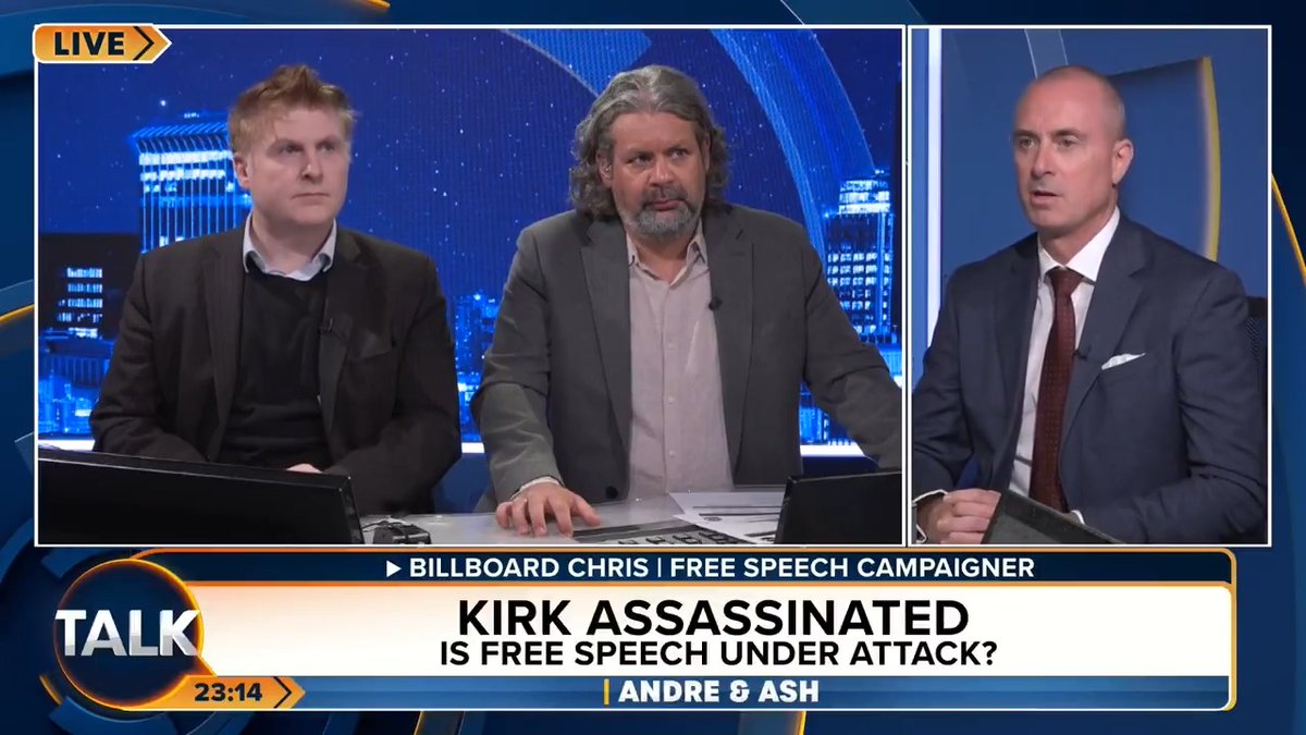 "The left is celebrating violence, with hundreds of thousands of likes glorifying the death of Charlie Kirk." Free speech campaigner Billboard Chris is worried about the rise of radical-left violence. André Walker Ash Billboard Chris 🌎