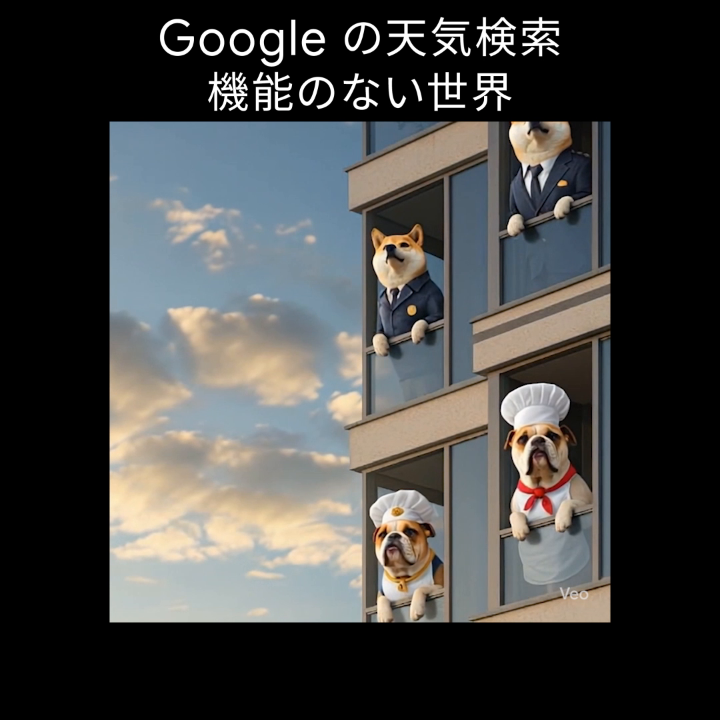 毎朝の日課👇 今日の天気は〜っと 窓|´-`)ﾁﾗｯ もしも、Google の天気検索機能が “ない世界” だったら… （リリース：2008 年） Google 検索は日本で 25 周年 ※ぜひ音ありで🔊
