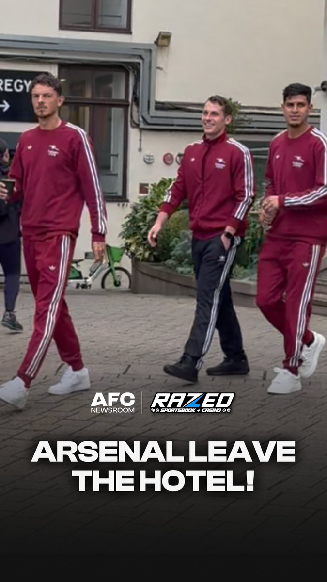🚨 Arsenal are seen leaving the hotel this morning with Benjamin White and Piero Hincapié. ✅ *Not all players are shown in this clip. Team news in 15 minutes!