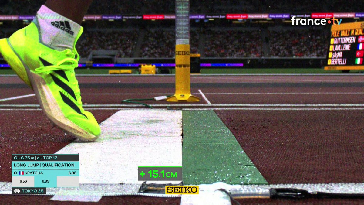 💪 Un 2e essai impressionnant ! 🇫🇷 Hilary Kpatcha s’envole à 6,85 m malgré la pluie, largement au-delà des 6,75 m demandés pour passer en finale de la longueur, et va pouvoir arrêter là son concours. 📹 francetvsport #WCHTokyo25