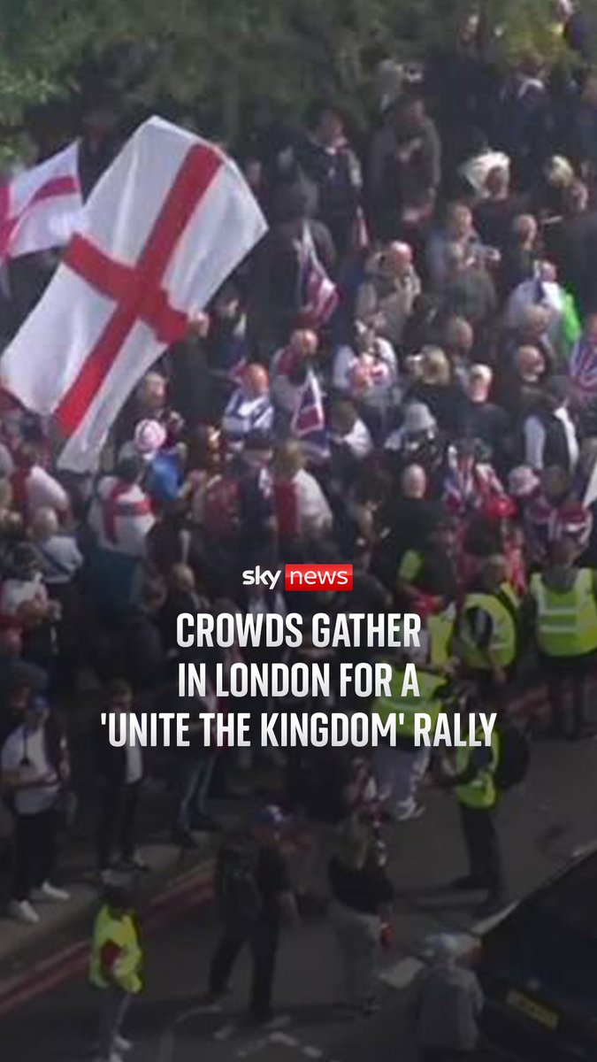 Thousands have gathered in central London for the "Unite the Kingdom" march. The Met Police has said more than 1,600 officers will be deployed, including 500 brought in from other forces. Sky's Tom Cheshire reports live from the scene. Read more: