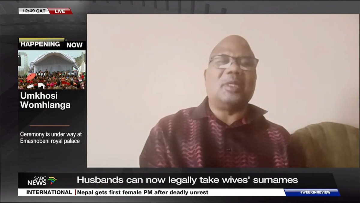 [WATCH] Cultural expert Prof. Musa Xulu has welcomed the Constitutional Court ruling allowing husbands to take their wives’ surnames. He says the judgment is rooted in the Constitution, which prohibits discrimination based on gender or marital status.