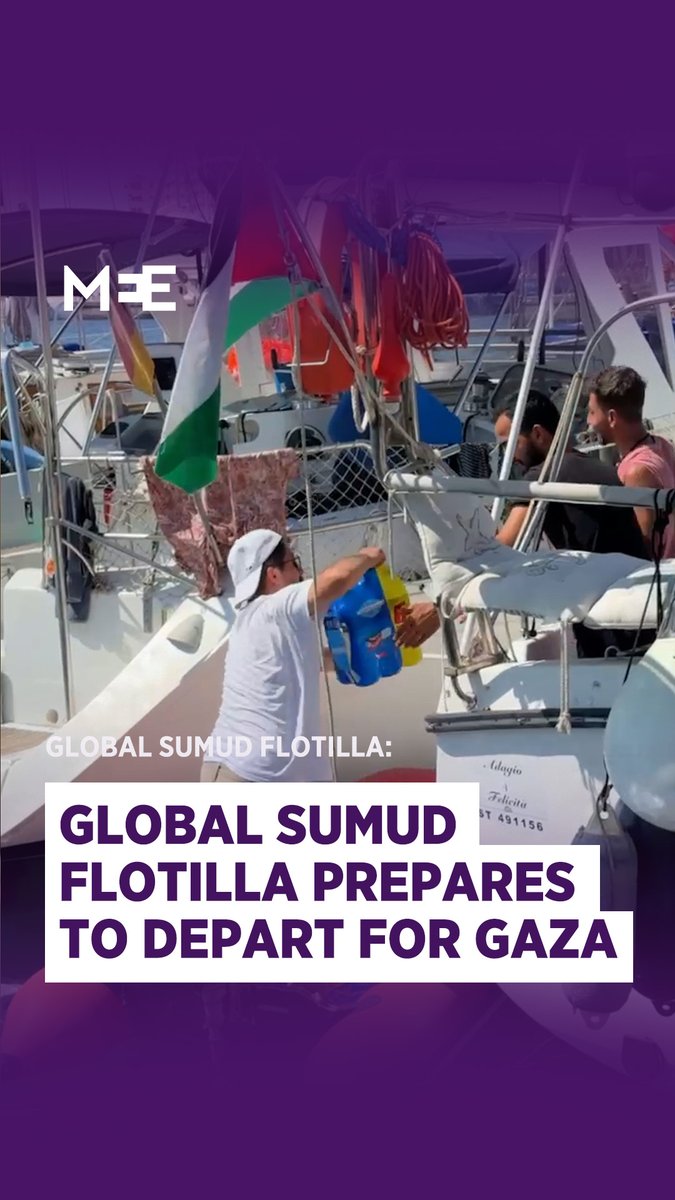 Volunteers with the Global Sumud Flotilla are loading provisions and aid onto their ships at Bizerte Port in Tunisia, ahead of their planned departure this afternoon. The participants are set to continue their journey to Gaza despite two Israeli attacks on their vessels earlier this week, on Monday and Tuesday night. The Global Sumud Flotilla is an international civilian movement seeking to peacefully deliver humanitarian aid to Gaza and break the Israeli siege on the war-torn enclave by sailing through international waters.