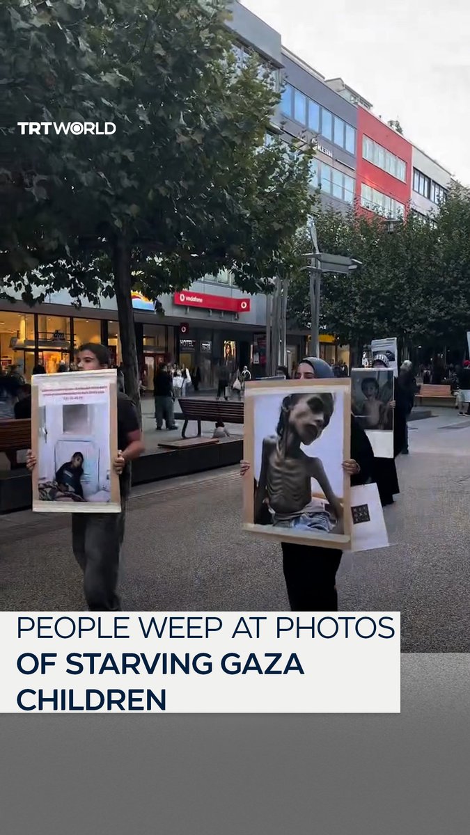 People wept as photos of starving and killed children in Gaza were shown during a pro-Palestine march in Germany