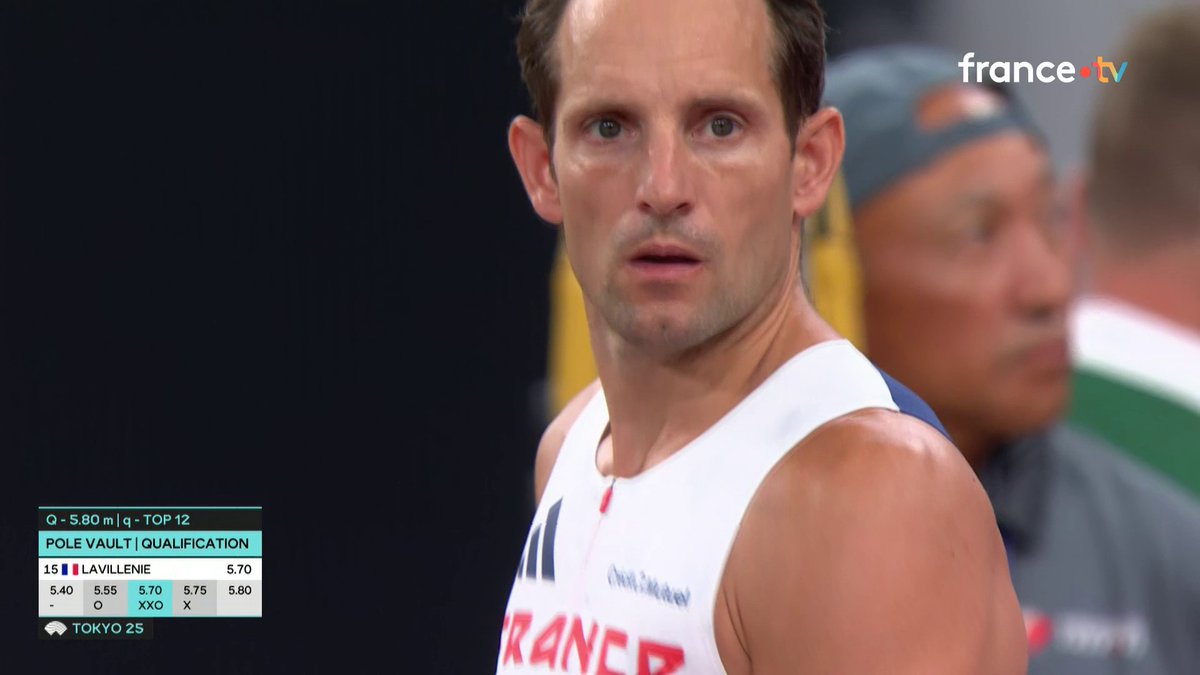 🗼 #WCHTokyo25 | 🇫🇷 OUI RENAUD ! Ça passe à 5,75m ! À presque 39 ans, Renaud Lavillenie fait un vrai pas vers la finale mais il semble s'être blessé... 📺 Le direct :