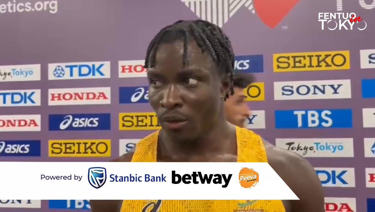 ‘I came here to make my family & country proud 🇬🇭’ Ghana’s 100m national record holder Abdul-Rasheed Saminu after clocking 10.09s to finish 2nd in Heat 7 and book his place in the World Athletics Championships semi-finals. #WCHTokyo25 | Peeva Beverages | Stanbic Bank Ghana | Betway Ghana