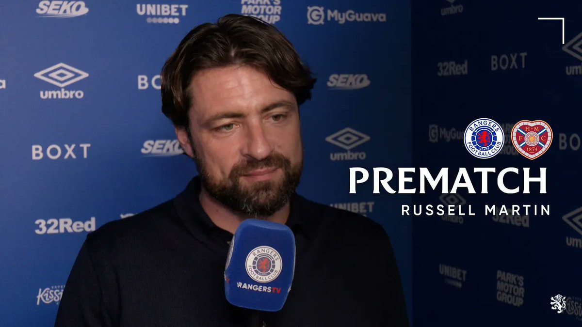 🎙️ Russell Martin spoke to RangersTV ahead of today's match against Hearts. 📺 RangersTV subscribers outside the UK can watch the match live: