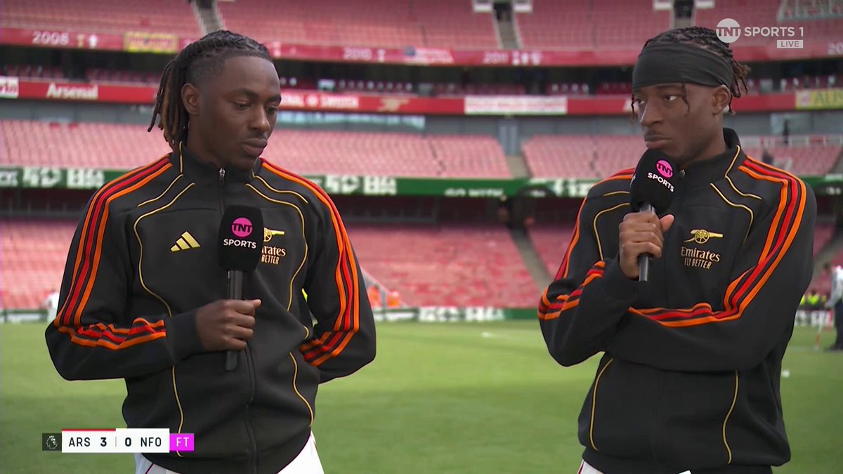 "It's going to be special" ✨ Eberechi Eze and Noni Madueke reflect on Arsenal's win, look ahead to their Champions League debuts and address Ribery x Robben comparisons... 👀 🎙️ Lynsey Hipgrave | TNT Sports & discovery+ UK