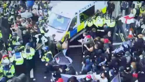 Officers are having to intervene in multiple locations to stop Unite the Kingdom protesters trying to access sterile areas, breach police cordons or get to opposing groups. A number of officers have been assaulted.