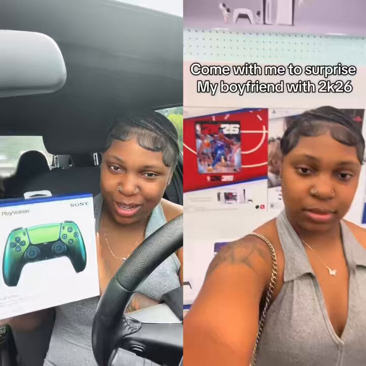 A woman is going VIRAL after surprising her boyfriend with NBA 2K26 and a new PS5 controller, and the way she lights up just to make him happy has everyone talking.