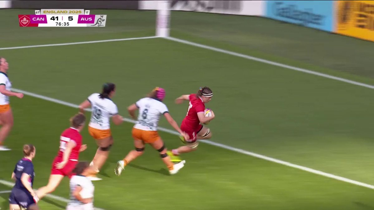 The cherry on the cake for Canada! 🍰 Karen Paquin rolling back the years with a brilliant break through the Australia line 👏 #RWC2025 #BBCRugby