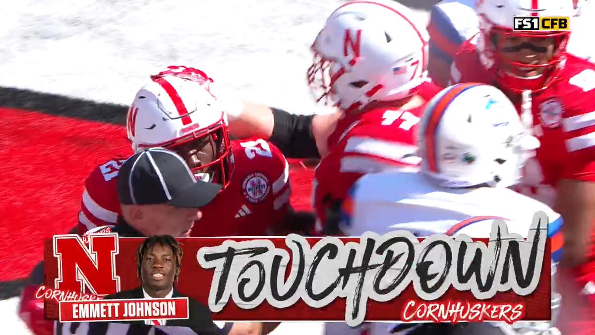 Emmett Johnson punches his way into the end zone 👊 Nebraska Football remains perfect so far ‼️