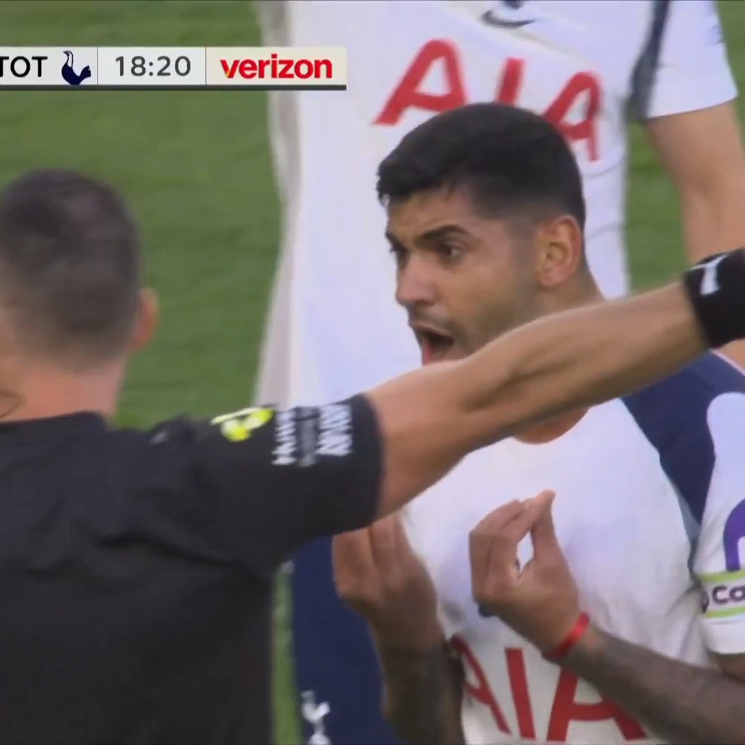 Spurs thought they had taken the lead on this corner—but a foul was called and West Ham were given a free kick.