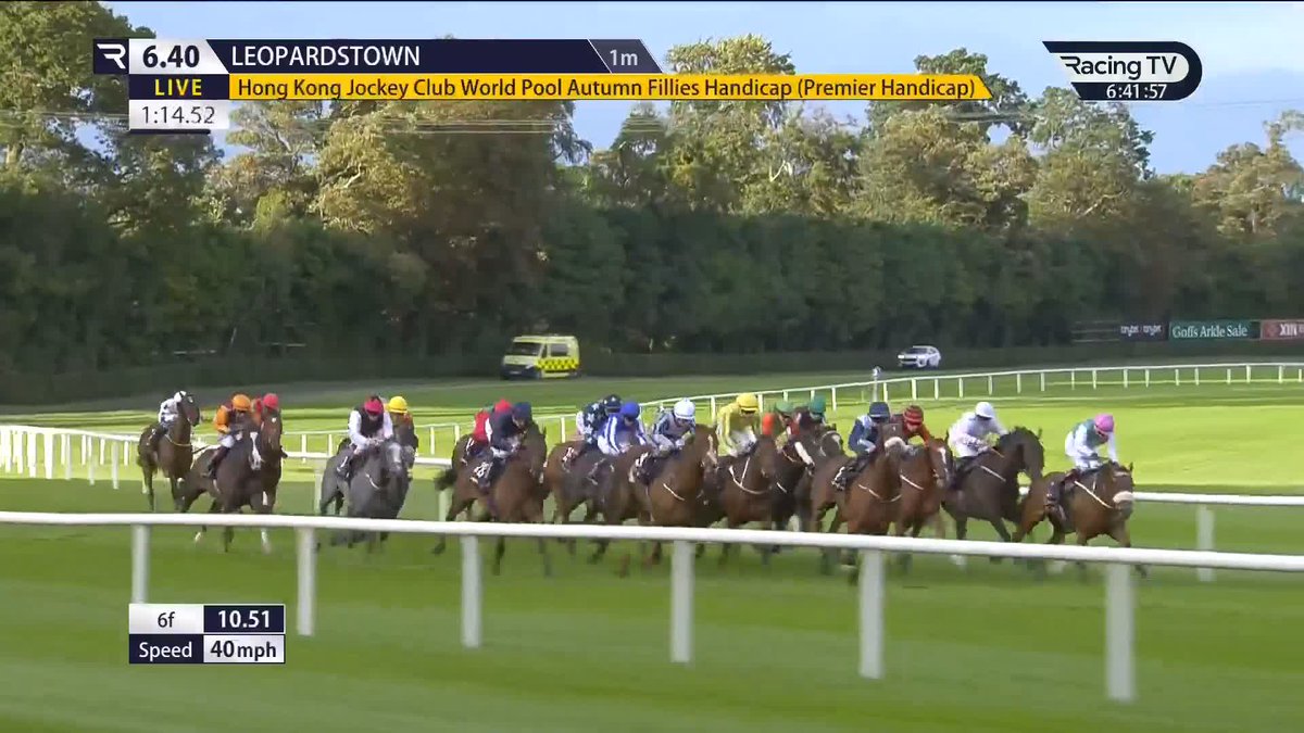 A biggest career success for Stephen Thorne Racing 👏 The rising trainer sends out Pink Oxalis to land the €100,000 finale, the HKJC Racing World Pool Autumn Fillies Handicap, to wrap up day one of the Irish Champions Festival Leopardstown RC